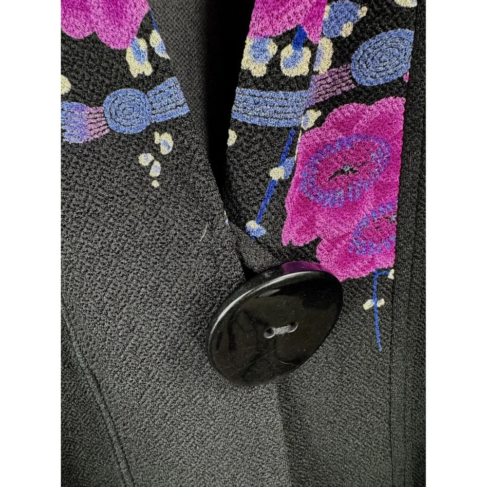 Moonlight Floral Trim Cardigan lagen artsy‎ sz  L Black pink boho floral